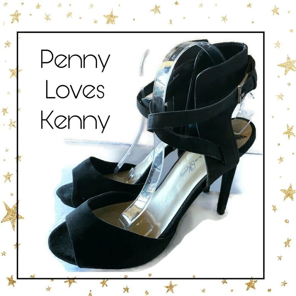 Penny Loves Kenny Black Ankle Strap Heels 10